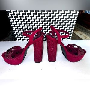 Juicy Couture platform studded heels. Worn twice. Burgundy, dressy